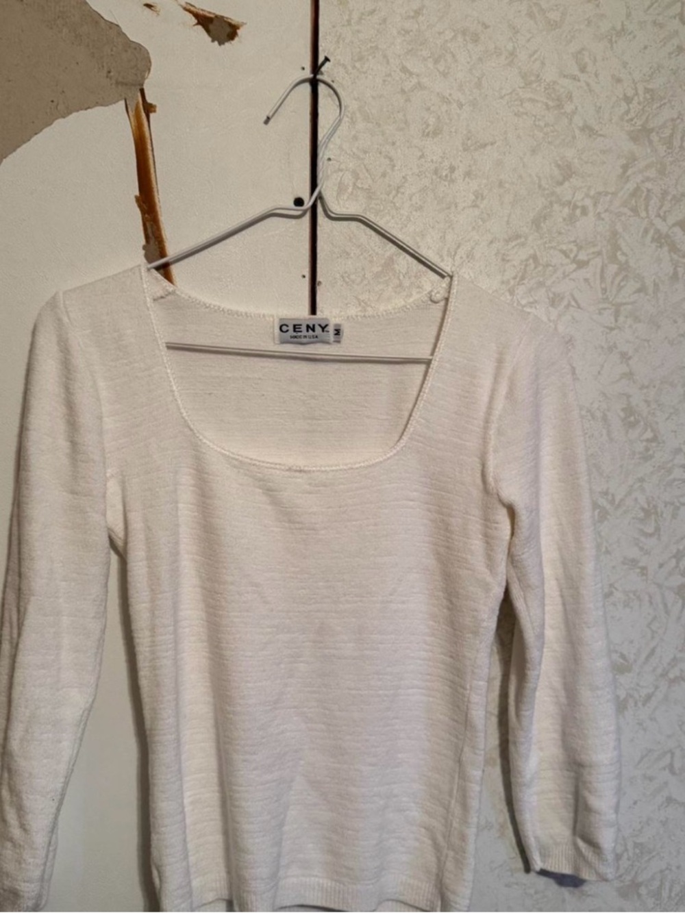 CENY Cream Scoop Neck Lightweight Sweater